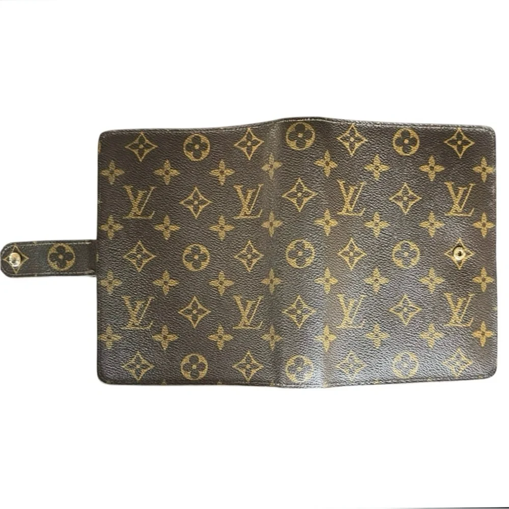 🩷VINTAGE LOUIS VUITTON Brown Monogram Ring Agenda Cover Medium PM Gold-Tone HW